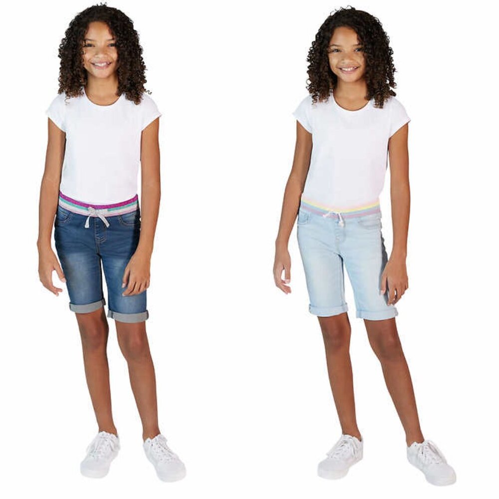 2 PACK VIGOSS Girl's Bermuda Stretch Jeans Shorts